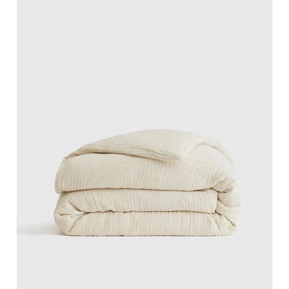 NWOT Quince Organic Cotton Airy Gauze Cream Duvet Cover SET, 2 SHAMS, Cal King - Picture 5 of 5